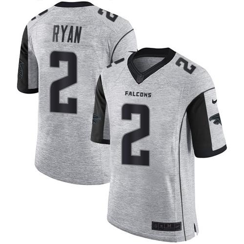 Nike Falcons #2 Matt Ryan Gray Men's Stitched NFL Limited Gridiron Gray II Jersey - Click Image to Close